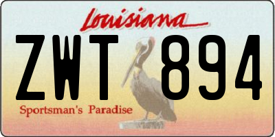 LA license plate ZWT894