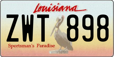 LA license plate ZWT898