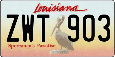 LA license plate ZWT903