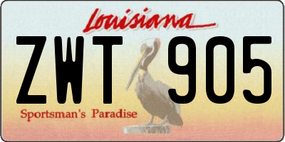 LA license plate ZWT905