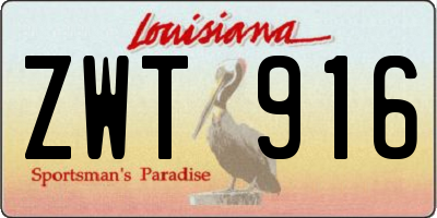 LA license plate ZWT916