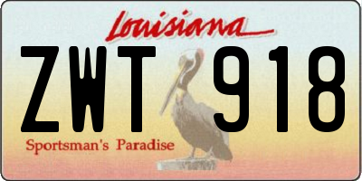 LA license plate ZWT918