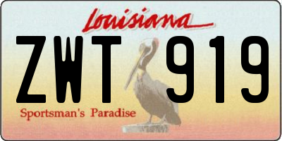 LA license plate ZWT919