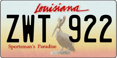 LA license plate ZWT922