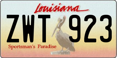 LA license plate ZWT923