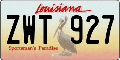 LA license plate ZWT927