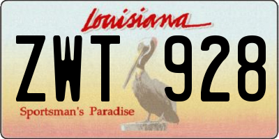 LA license plate ZWT928