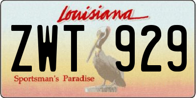 LA license plate ZWT929