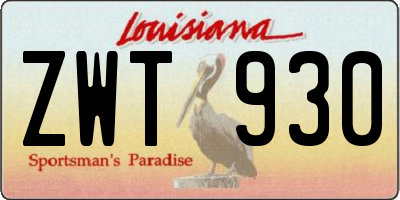 LA license plate ZWT930
