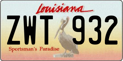 LA license plate ZWT932