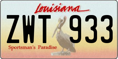 LA license plate ZWT933