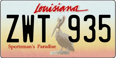 LA license plate ZWT935