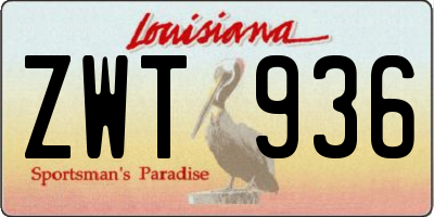 LA license plate ZWT936