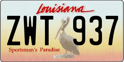LA license plate ZWT937