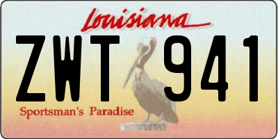 LA license plate ZWT941