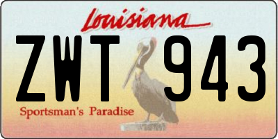LA license plate ZWT943