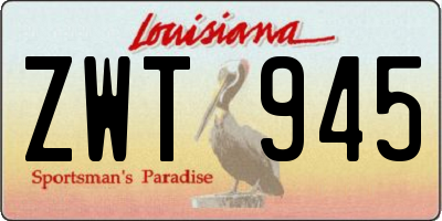 LA license plate ZWT945