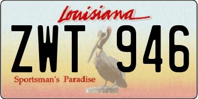 LA license plate ZWT946