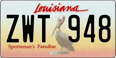 LA license plate ZWT948