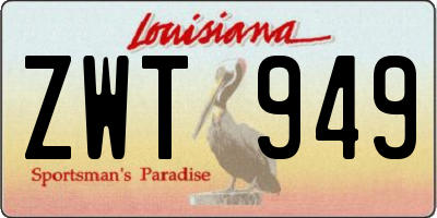LA license plate ZWT949