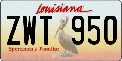 LA license plate ZWT950