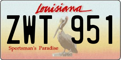 LA license plate ZWT951