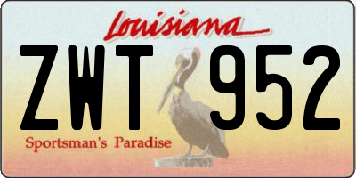 LA license plate ZWT952