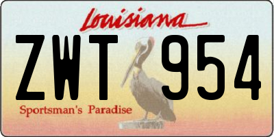 LA license plate ZWT954