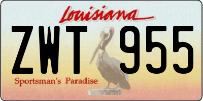 LA license plate ZWT955