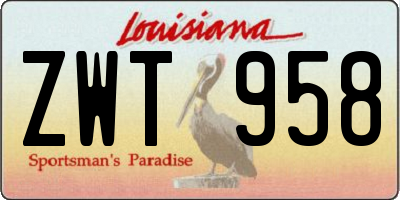 LA license plate ZWT958