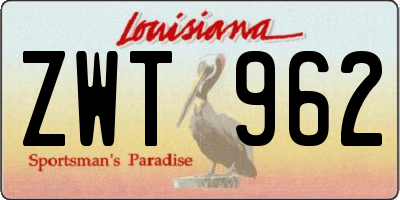 LA license plate ZWT962