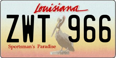 LA license plate ZWT966