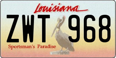 LA license plate ZWT968