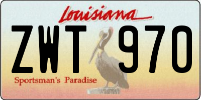 LA license plate ZWT970