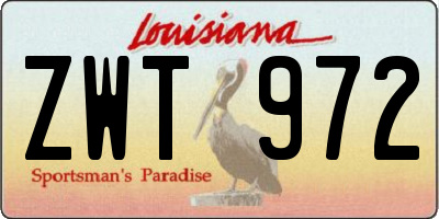 LA license plate ZWT972