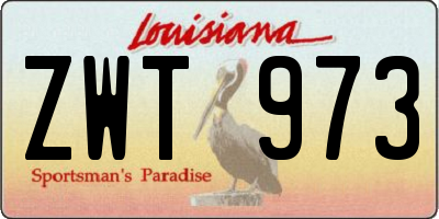 LA license plate ZWT973