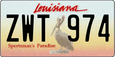 LA license plate ZWT974