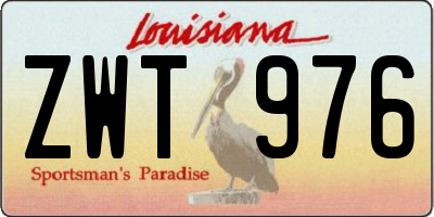 LA license plate ZWT976