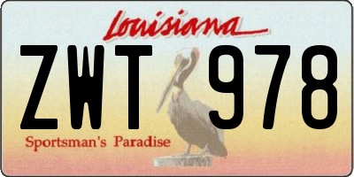 LA license plate ZWT978