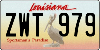 LA license plate ZWT979