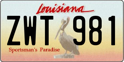 LA license plate ZWT981
