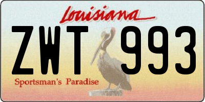 LA license plate ZWT993