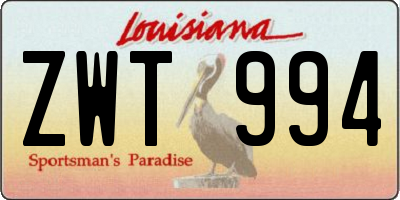 LA license plate ZWT994