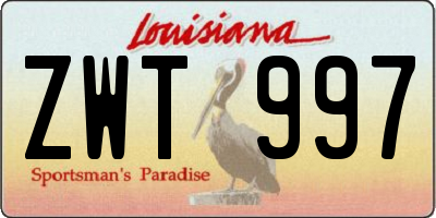 LA license plate ZWT997