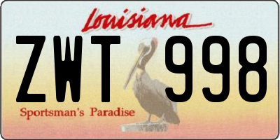 LA license plate ZWT998