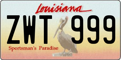 LA license plate ZWT999