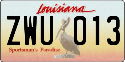 LA license plate ZWU013