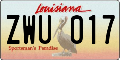 LA license plate ZWU017