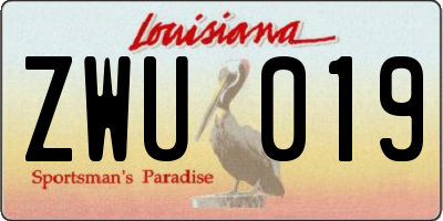 LA license plate ZWU019