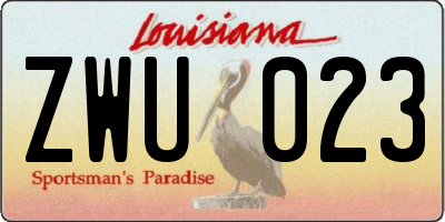 LA license plate ZWU023